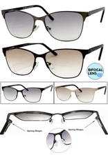 Cat Eye Metal Frame Light Tinted Bifocal Sunglasses Sun Reader Spring Hinges
