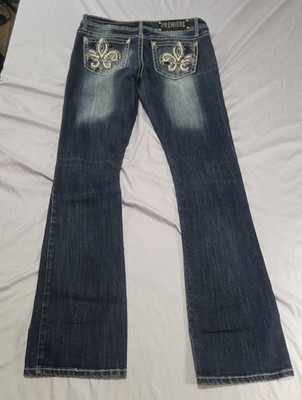 Premiere Women s Bootcut Jeans Blue Medium Wash Denim Embroidered 5-Pocket