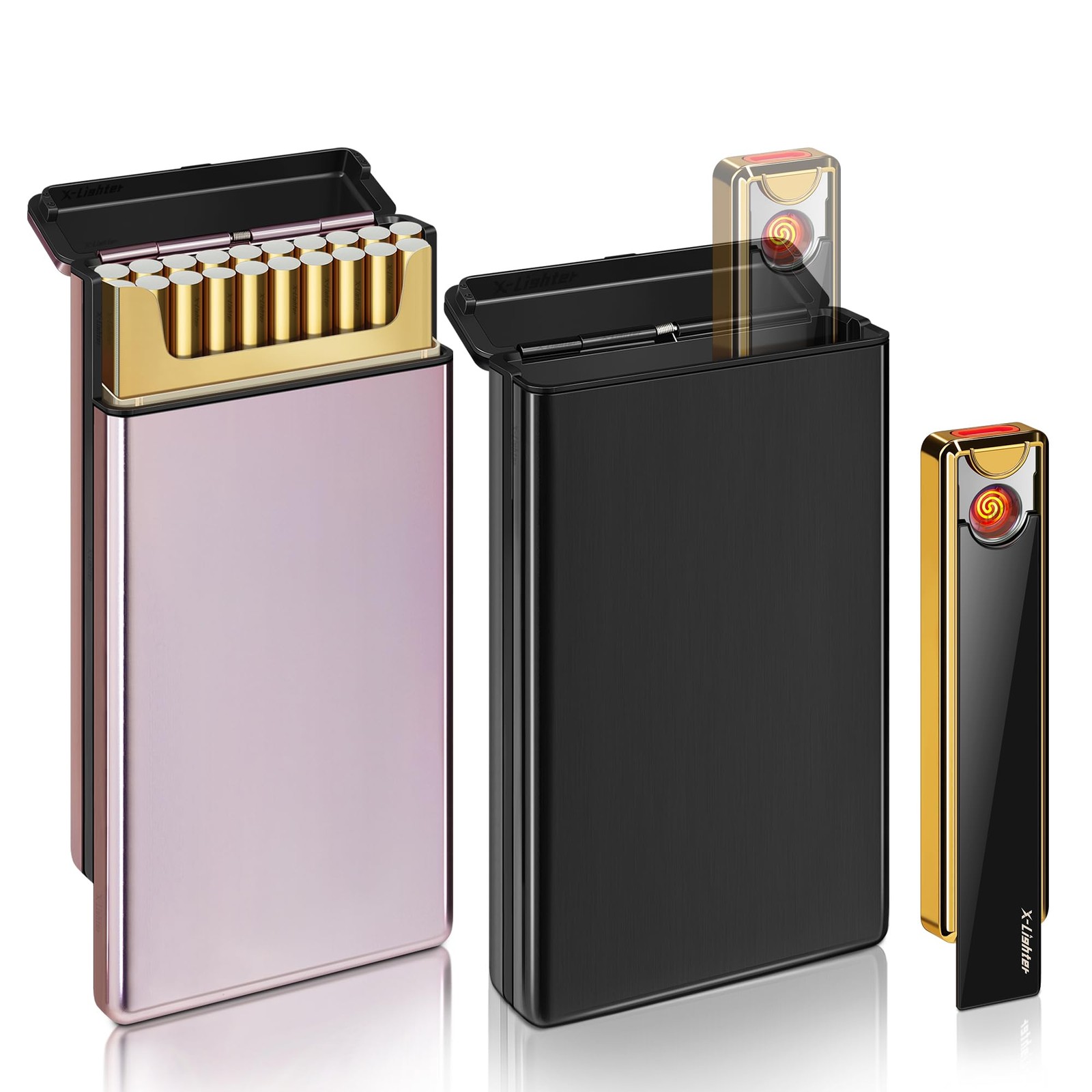 2 Packs Of Cigarette Case With Lighter For 100s King Size Smell & M...