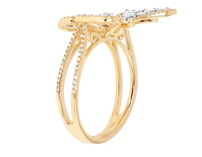 Butterfly Cluster 9/25 CT Real Diamond Band Ring 13MM Sz 7 14k