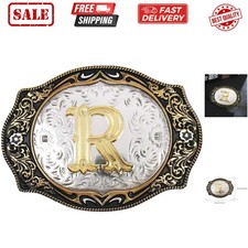 Western Belt Buckle Initial Letters ABCDMRJ to Z Cowboy Rodeo Small Gold Belt...