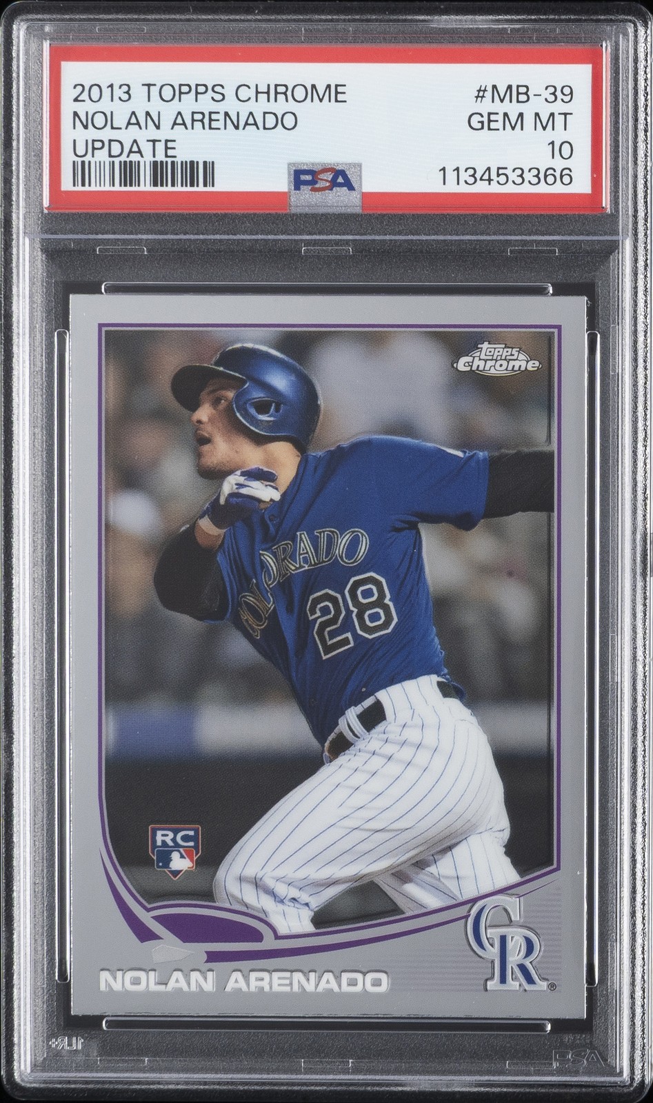 2013 TOPPS CHROME UPDATE #MB-39 NOLAN ARENADO ROOKIE RC PSA 10