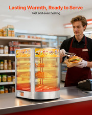 3-Tier Food Warmer Display 60L Commercial Heated Cabinet 800W LED Air