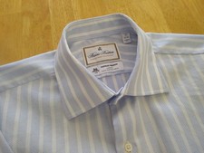 NWOT Brooks Brothers Luxury Collection Blue White Stripe 16-34 Slim MSRP 168