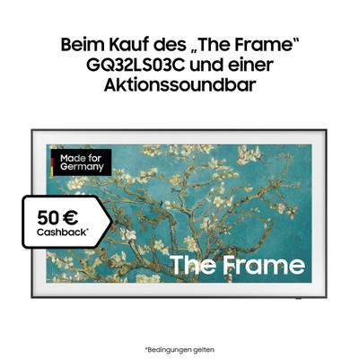 SAMSUNG GQ32LS03CBU The Frame QLED TV (Flat, 32 Zoll / 80 cm, Full-HD, SMART TV,