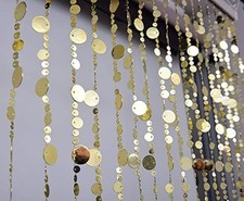 Gold Bubble Beaded Curtain 3' Wide x 6' Long Door String Curtain Wall