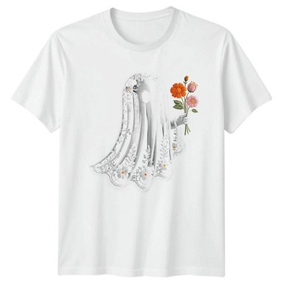 Spooky Cute Floral Ghost Aesthetic T-Shirt Cottagecore Geschenk für Sie und Ihn