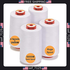 New Brothread 4 Large Cones - 5500Y All Purpose Spun Polyester Thread - White