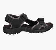 Men ECCO Hike Sandals Leather Black/Grey 532304-02001