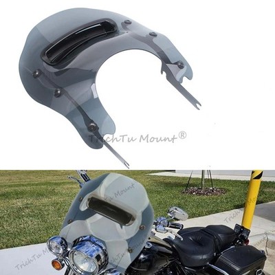 Smoke Vented Windshield Windscreen w/Black Bracket For Harley Road King FLHR/I