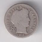 1911-P BARBER DIME 10¢ PHILADELPHIA MINT 90% SILVER COIN UNITED STATES AMERICA