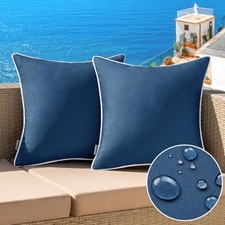 Pack of 2 Outdoor Waterproof Pillow Covers 16" x 16" Pack of 2 Navy Blue