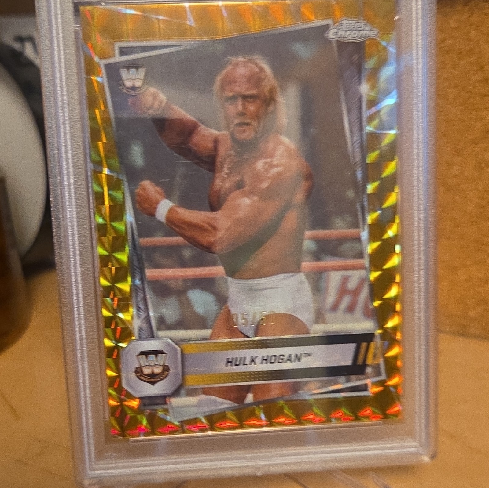 Topps 2025 Chrome WWE Hulk Hogan #12 Gold Geometric Refractor /50 PSA 10 view 6