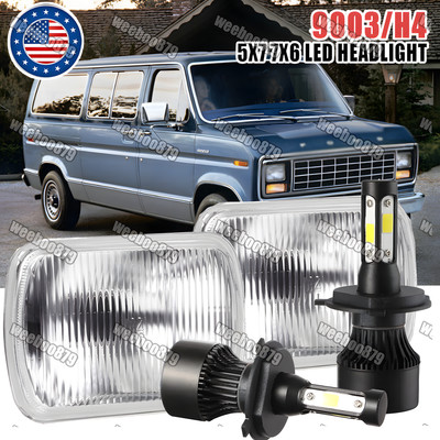 For Ford E-100 E-150 E-250 E-350 Econoline 5x7'' inch LED Headlight Hi/Lo DRL H4