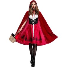 Damen Kostüm Rotkäppchen Kleid Mantel Halloween Cosplay Karneval Größe M