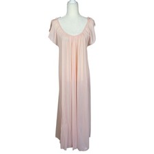Vtg Blanche by Ralph Montenero Peach Nylon Full Length Gown Neglig e Sheer Sz P