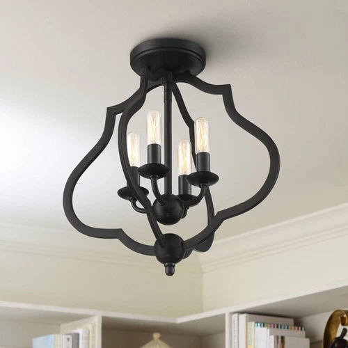 Quoizel O'Keefe 15" Wide Matte Black 4-Light Ceiling Light - Picture 1 of 9
