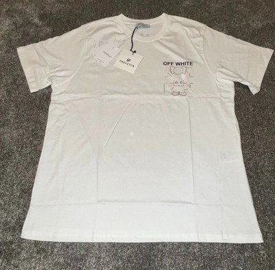 Off-White T-Shirt Herren 2XL Weiß Grafikdruck Freizeit Kurzarm Rundhals Tee
