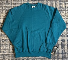 Vintage 90s DEADSTOCK Lee Midweight Cotton Blend Teal Crewneck Sweatshirt Sz XL