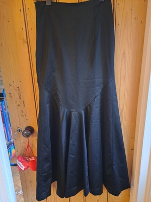Coast Long Weighty Black Satin Look Fishtail Mermaid Bottom Maxi Skirt Sz  UK