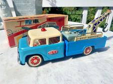 Vintage Chinese tin wrecker truck blue MF 715