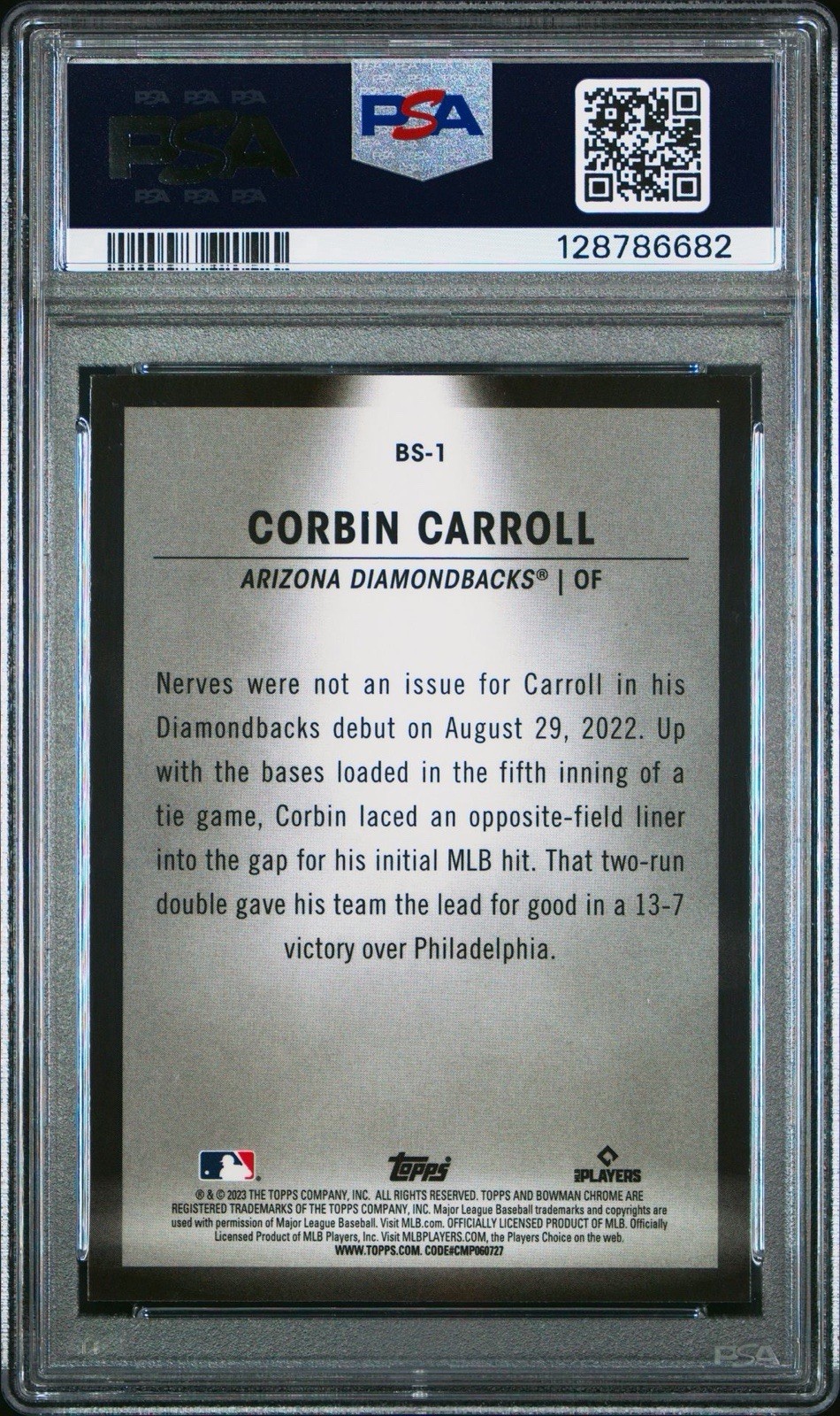 2023 BOWMAN SPOTLIGHTS #BS1 CORBIN CARROLL ROOKIE RC PSA 9 view 2