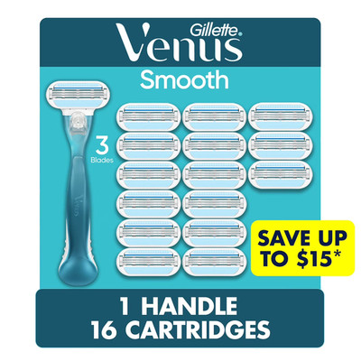 Venus Original Smooth Women s Razor   3 Blade Handle + 16 Refill Cartridges.