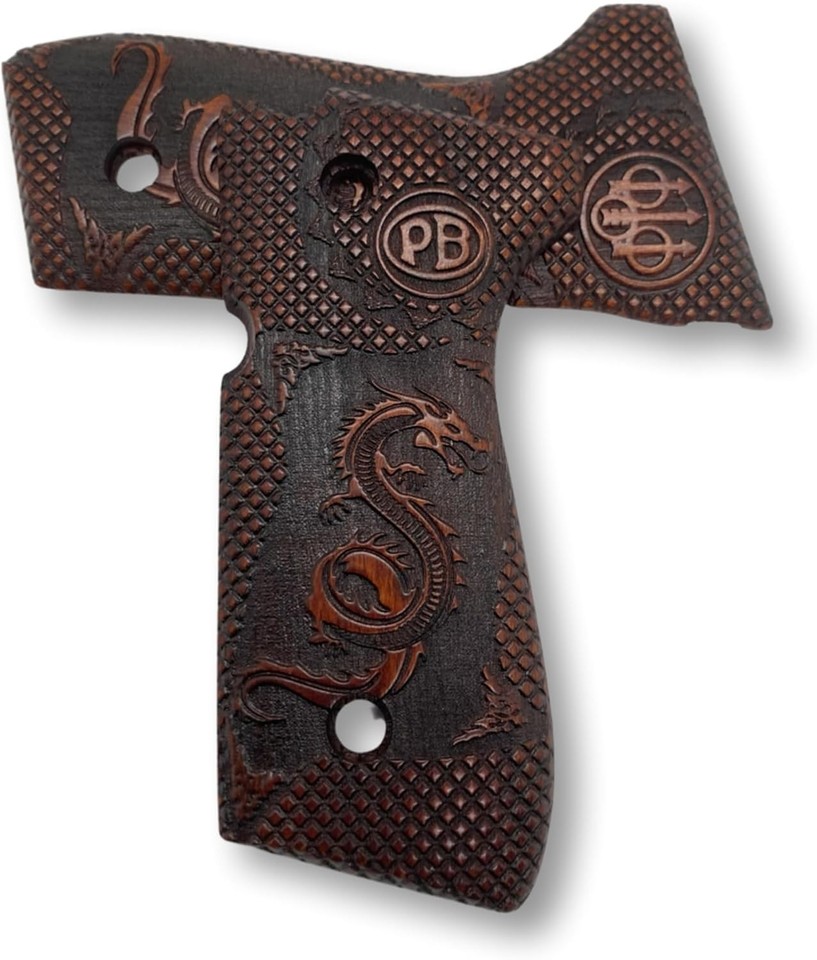 Poignées (Grips) En Noyer Pour Beretta 92/96/M9 - Logo Argenté - Modèle 108 Par Ksd Grips - Neuf