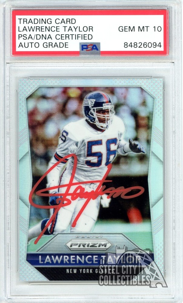 Lawrence Taylor 2015 Panini Prizm Silver Autograph Card #56 PSA/DNA 10 (Red)