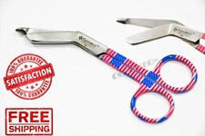 GERMAN LISTER BANDAGE SCISSORS 4.5" NURSE SHEARS W/ USA FLAG PATTERN