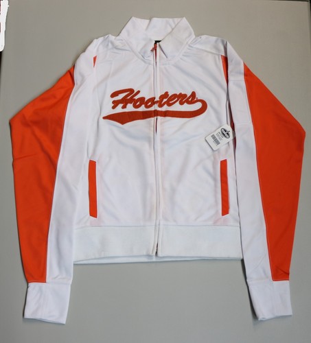 New AUTHENTIC HOOTERS Orange Jumpsuit Track Warm Up Suit Small /S Orange & White - Picture 5 of 11