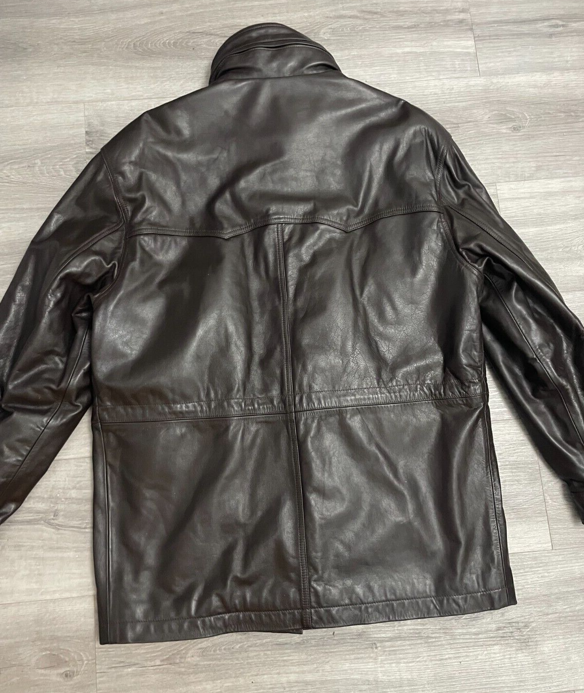 Giacca di pelle vintage Yves Saint Laurent YSL taglia 50 XL marrone