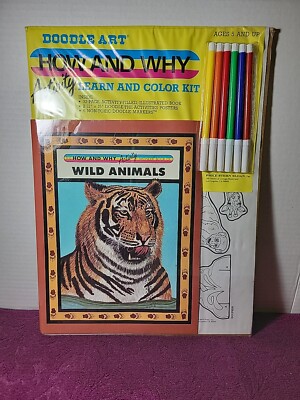 VINTAGE Very Rare Doodle art how and why activity learn and color kit