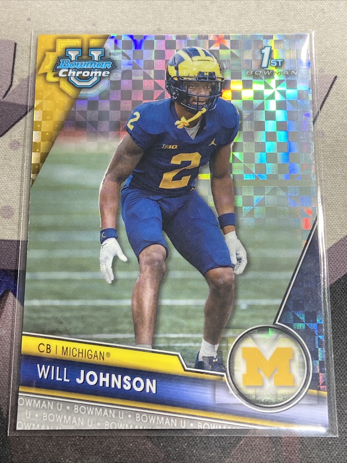2023 Bowman Chrome University WILL JOHNSON RC X-FRACTOR - 1st Bowman Michigan