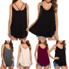 Women's Camisole Tank Top Loose Fit V Neck Plus Size Double Spaghetti Strap Top