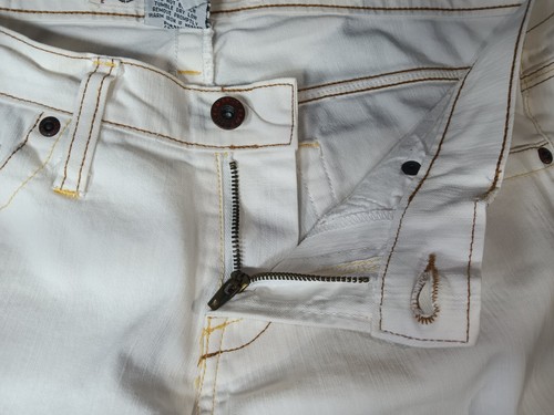 Z Cavaricci Woman's Vintage Jeans Size 7 White with Brown and Gold Stitches - Picture 16 of 22