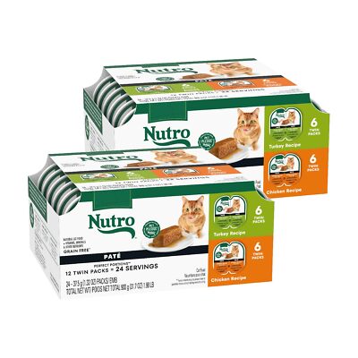 Nutro Wet Cat Food 24 Twin Pack Chicken Turkey Grain Free 264 Ounce Trays