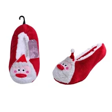 2 Pairs Foxbury Slipper Socks Women 3D Santa Cozy Christmas Socks M to L