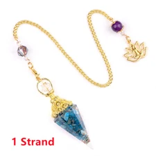 Blue Apatite Hexagon Rubble Pendulum Pendant Chakra Reiki Healing Chain HT2562