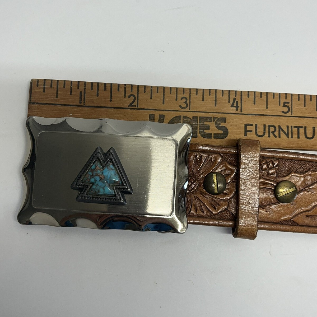 Vtg Southwestern Turquoise Arrowhead Belt Buckle & Hand 