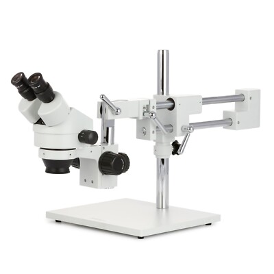 AmScope 3.5X-45X Binocular Stereo Zoom Microscope with Double Arm Boom Stand
