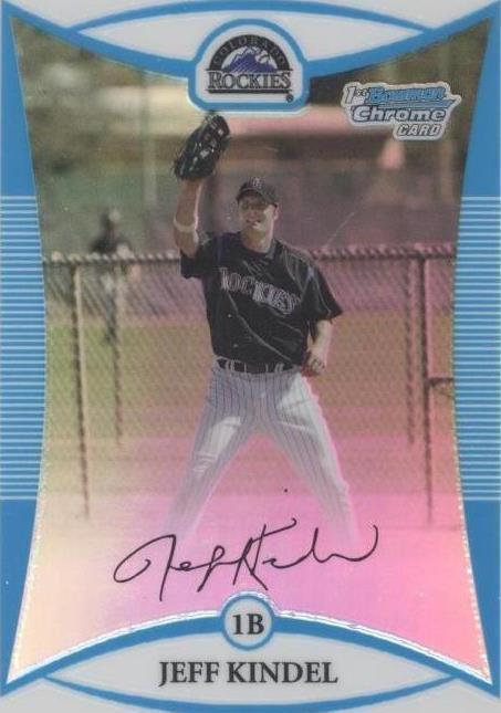 2008 Bowman Chrome Prospects Jeff Kindel BCP11 Refractor 599 RC 2008-bowman-chrome-prospects-jeff-kindel-bcp11-refractor-599-rc