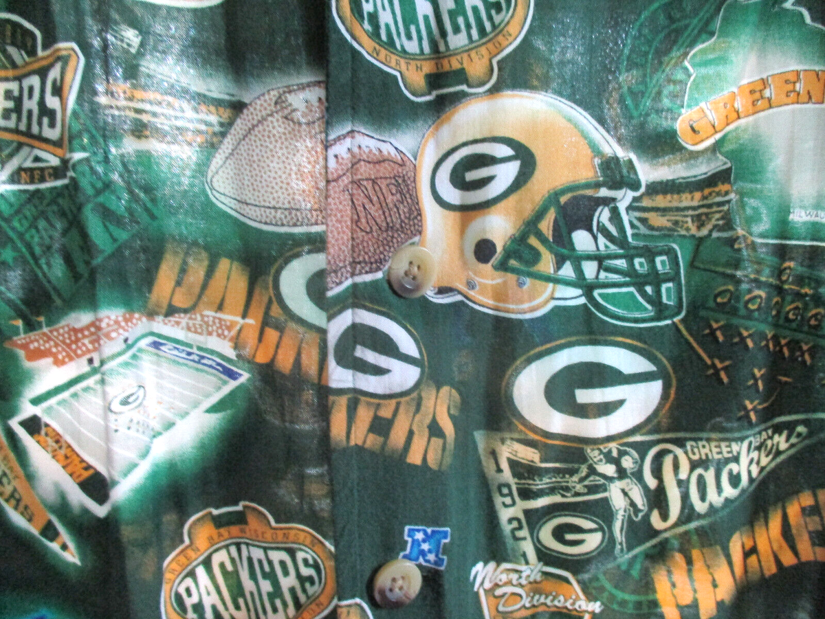 NFL VTG. Green Bay Packers MENS DRESS SHIRT SZ. XL,POCKET,100%  RAYON,LOGOS++++++ | eBay