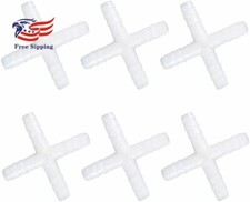 Plastic 3/8" Barb OD 10mm Barbed Equal 4 Way Pipe Fittings Tube Adapter 6PCS