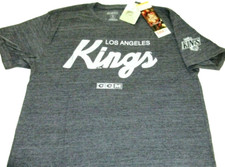 Image of Men's Los Angeles Kings NHL CCM SS Logo T Shirt Grey Silver White Size Small NWT