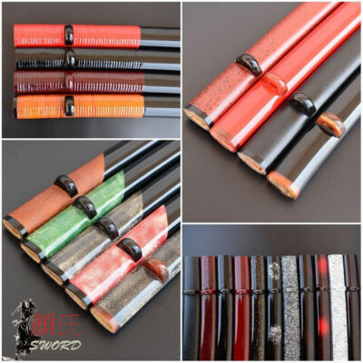 Rayskin Wrapped Rattan Wood Saya Sheath Buffalo Horn Fittings For Japanese Sword