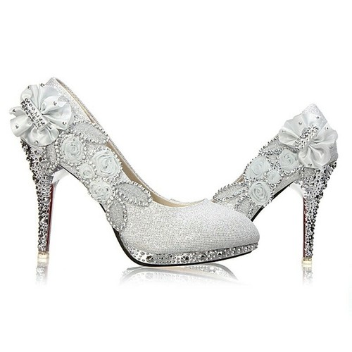 Scarpe da sposa Donna matrimonio tacco 9 cm cerimonia argento bianche | eBay