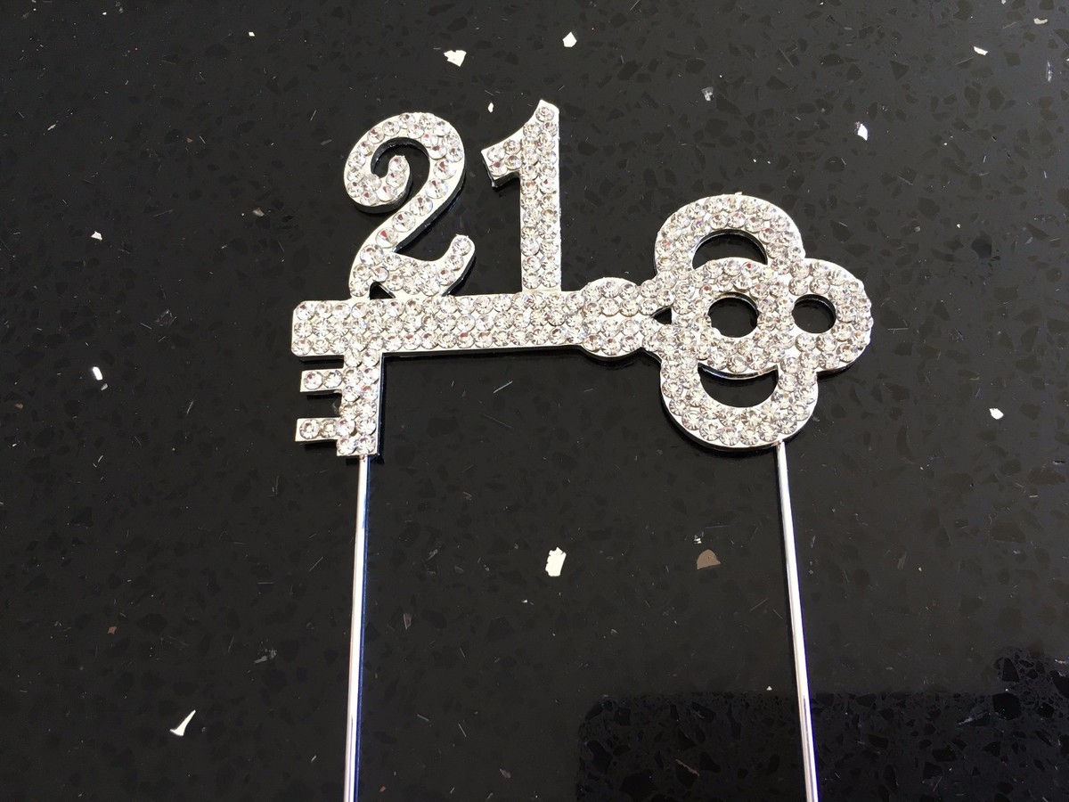 LOVENJOY 21st Birthday Cake Topper - 3.7" X 8.5" Rhinestone Number 21 Topper With Gift Box - View #4