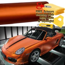 240"x60" Satin Matte Chrome Metallic Orange Vinyl Film Wrap Bubble Free 20ftx5ft