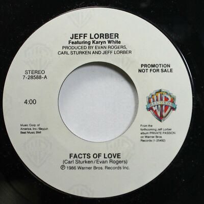 Rock Promo Nm! 45 Jeff Lorber Featuring Karen White - Facts Of Love / Facts Of L